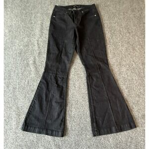 Le Lis Blanc Paula Black Dark Wash Flare Wide Leg Seam Front Jeans Size 38